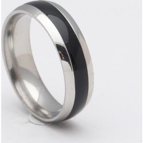 Silver color stainless steel ring paved black line love foever engrave finger rings jewelry Fashion men ring pack of 5pcs