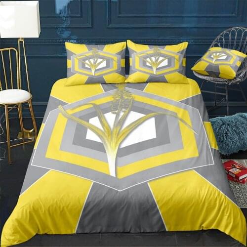 Geometric Yellow Florals Bedding Set For Bedroom Soft Bedspreads For Double Bed Home Duvet Cover Quality Quilt Cover