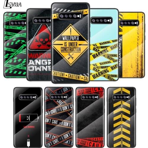 Fashion Yellow Warning Caution For Samsung Galaxy S21 Ultra Plus 5G M51 M31 M21 Tempered Glass Cover Shell Luxury Phone Case