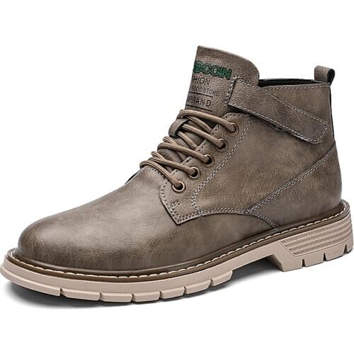 Men Ankle Martin Boots Outdoor Genuine Leather Autumn Spring Non-slip Walk Male Casual Flats Shoes Sneakers Fashion