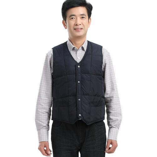 Mens Winter Cotton Down Padded Vest Liner Father Warm Keep Waistcoats Quality Warm Keeper Man Colete Masculino Vest VT-252