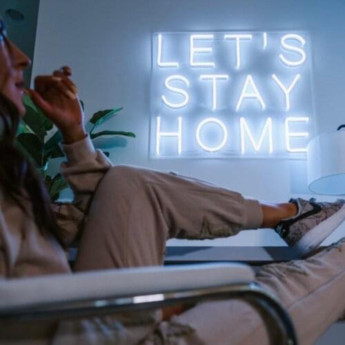 Lets Stay Home Neon Sign Handmade Custom LED Neon Sign,Wedding Light Sign,Neon LED Sign,Neon Lights,Neon sign Bedroom,White Neon