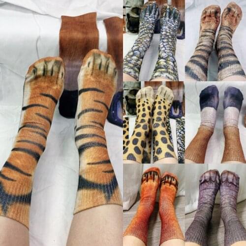 New 3D Print Sock Cute Animal Paw Long Socks Funny Chicken Cat Leg Toe Socks For Men Outdoor Sports Cycling Women Cute Calf Sock