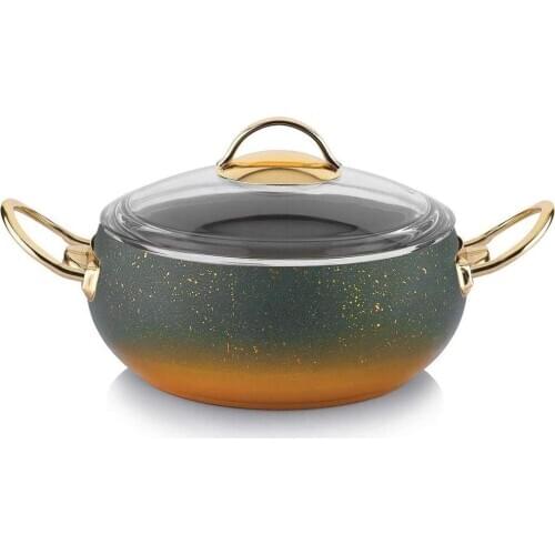 Schafer Jupiter Fireproof Nonstick Deep Cooker - 22 cm - 2 Pieces - Green/Cooker Type: Gas, Electric, Halogen, Ceramic