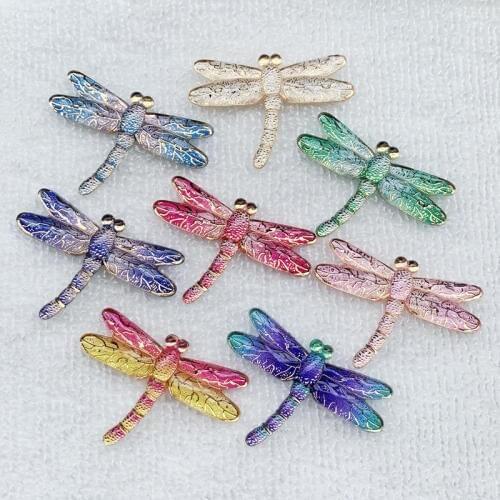 Colorful Rainbow Dragonfly for Women jewelry fashion Style JewelryName Resin&acryl Material Flat back rhinestone appliques 8pcs