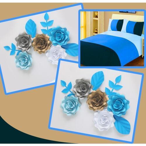DIY Giant Paper Flowers Artificial Flowers Fleurs Artificielles Backdrop Rose 5CS+ 4 Leave Bedroom Wall Deco Nursery Mix Color