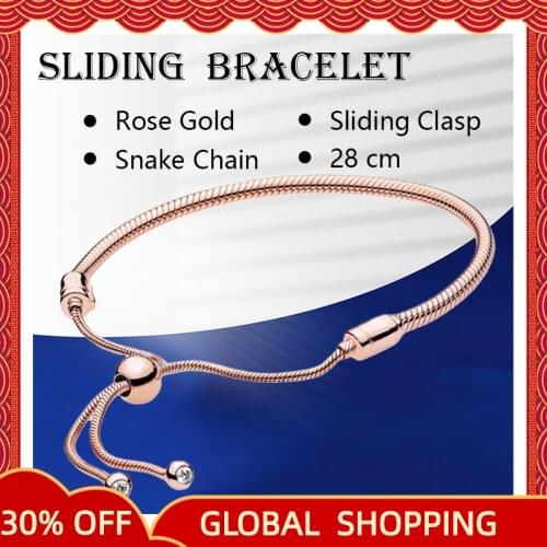Charm Bracelets For Women Fine Jewelry Wrist Sterling Silver 925 Original Real 14K Gold 585 Signature Barrel Clasp Snake Chain
