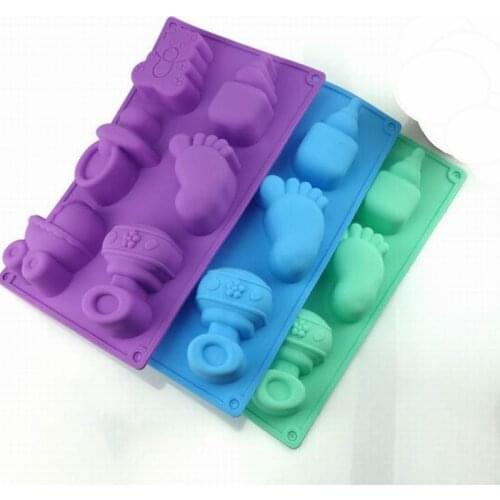 Diy Rectangle Feeding Bottle Moulds Silicone Baby Feet Handmade Soap Molds Cake Cookies Baking Mold For Size 29x17x4 cm
