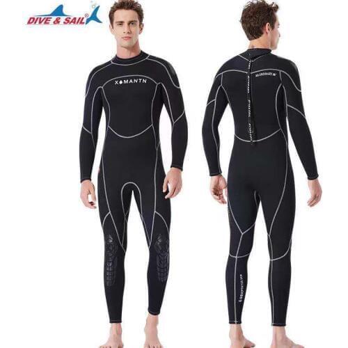 One-piece Diving Wet Suit Swimming Scuba Snorkeling Surfing Wetsuit Full Bodysuit for Men Triathlon Suit Neoprene 3mm Black