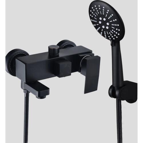 Bathtub Faucets Black Painted Brass Shower Faucets Single Handle Wall Mounted Bath And Shower Faucet With Handheld Showers