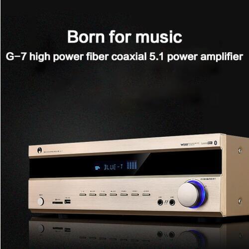 KYYSLB 100W*2 220V G-7 Home 5.1 Power Amplifier Home Theater High-power Professional HIFI Digital Bluetooth AV Amplifier