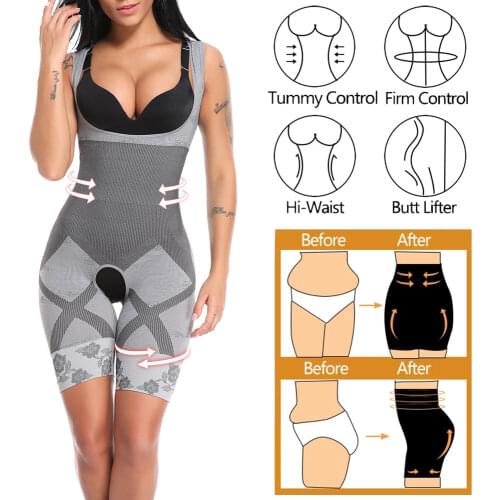 SURE YOU LIKE Shapewear Women Full Body Shaper Slimming Bodysuit Open Crotch Corset Waist Trainer Butt Lifter Body Shapewear
