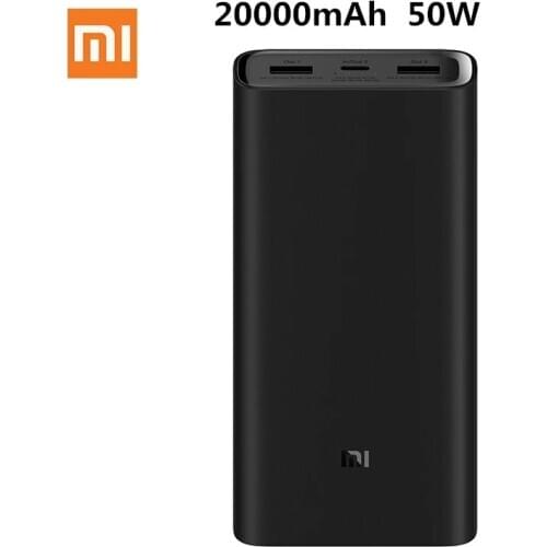 Xiaomi Power Bank 3 20000mAh 50W Max Super Fast Flash Charging for Laptop Mobile Phone 3 Ports Output USB Type C Powerbank