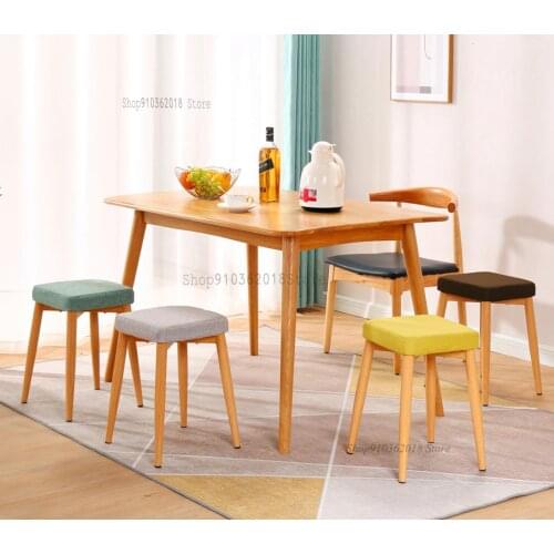 Customized Fabric Removable And Washable Imitation Solid Wood Iron High Square Stool Dining Chair Stool Restaurant Coffee Shop S