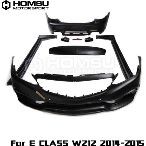 W style FRP Unpainted Car Body Kit Front Rear Bumper Side Skirts Wheel Eyebrows Exhaust Pipes For Benz E Class W212 2014-2015