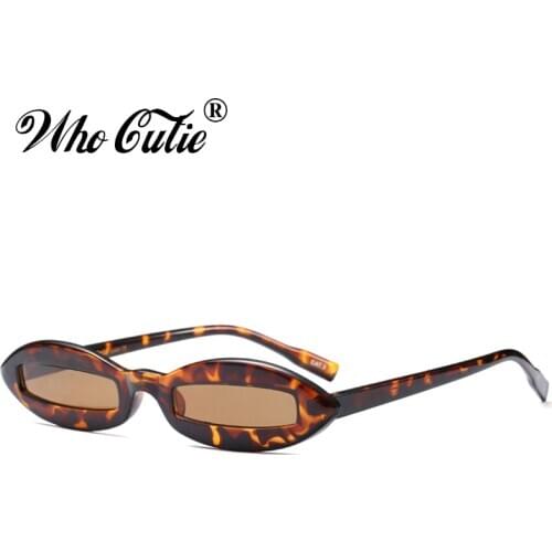 WHO CUTIE 2018 Small Oval Sunglasses Women Brand Designer Vintage Retro Tortoise Shell Cat Eye frame 90S Sun Glasses Shades 584