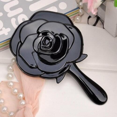 Women Classical Rose Style Portable Handle Cosmetic Mirror Girls Round Shaped Toilet Glass Makeup Mirrors 233