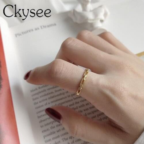Ckysee New 925-Sterling -Silver Simple Buckle Tail Ring Adjustable Opened Ring For Woman Fashion Charms Jewelry Gift