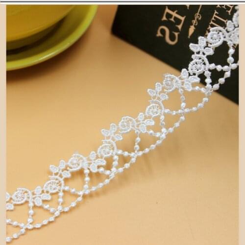 2cm Polyester Silk White Black Small Rose Embroidery Lace Wedding Dress Inner Garment Tissu Trim Lingerie Sewing Accessories