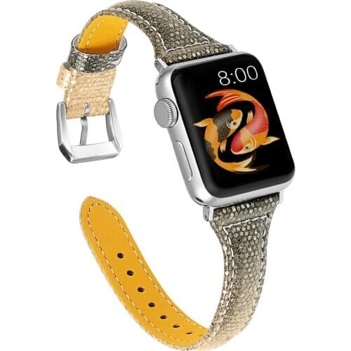 2020 Slim Genuine Leather for Apple Watch Band 38mm/40mm/42 mm/44 mm Straps Belt Leather iwatch Series for Apple Watch 5/4/3/2/1