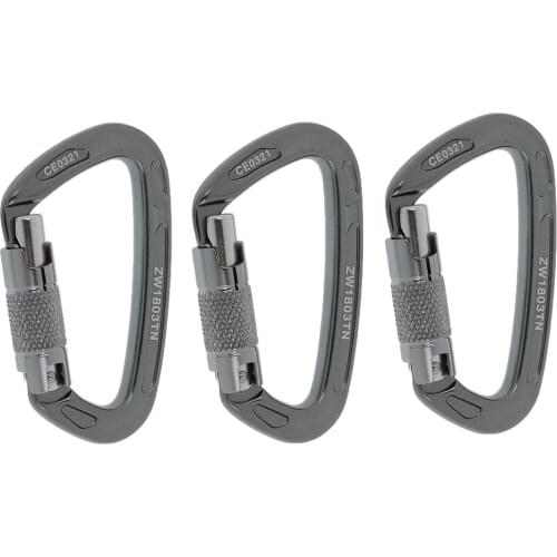 3pcs Aluminum 24KN Carabiner Auto Self Locking Safety Rock Climbing Rappelling