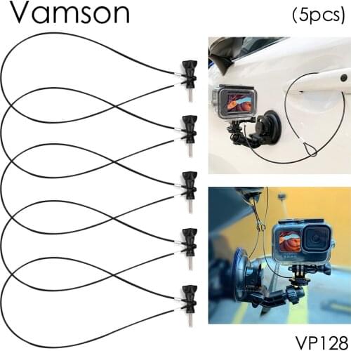 5PCS Stainless Steel Silver Black Safety 60cm Tether Lanyard Strap for GoPro Hero 5/4/3+/3/2/ for xiaomi for YI VP128