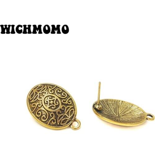 2019 New 6pcs 26*18mm Retro Plated Gold Zinc Alloy Oval Earring Base Connectors Linkers for DIY Earring Jewelry Accessories