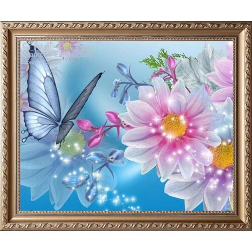 Butterfly Flowers Diamond Mosaic Full Diamond Embroidery 5D Diy Diamond Painting Cross Stitch Square Diamond Set Home Decor