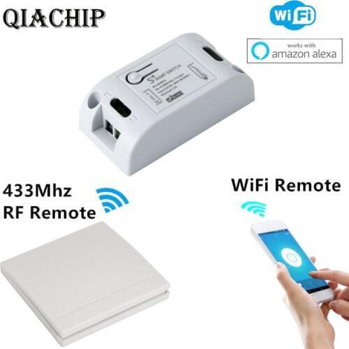 Difoda 433Mhz Wireless RF Remote Control Switch AC 110V 220V Lamp Light LED Switch Smart Smart Life/Tuya APP Works with Alexa