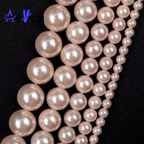Natural Stone Pink Plated Pearl Beads For Jewelry Making 4 6 8 10 12mm Round Loose Spacer Beads DIY Bracelet Accessories 15inch
