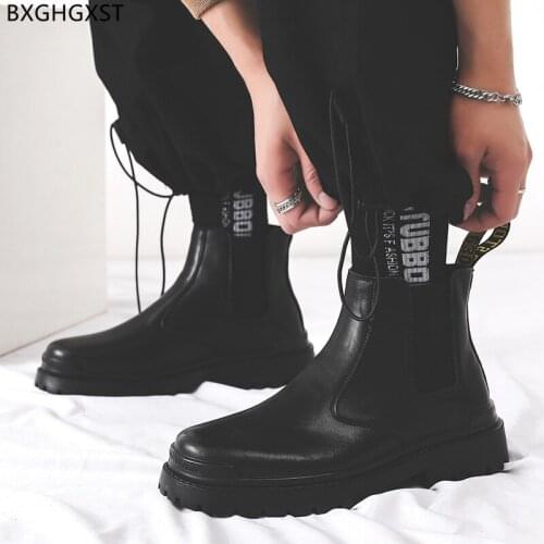 Black Chelsea Boots for Men Male Winter Shoes Men Ankle Boots Mens Boots Casual Platform Shoes for Man 2021 Chaussure De Homme
