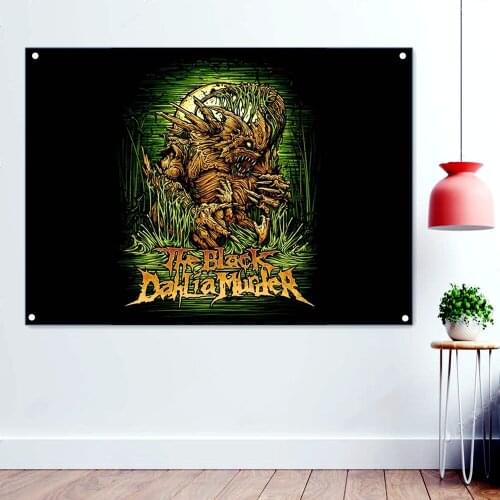 Demon Skull Art Banners Canvas Paintings Death Metal Artist Flags Wall Art Rock Band Icon Posters Background Hanging Cloth B2