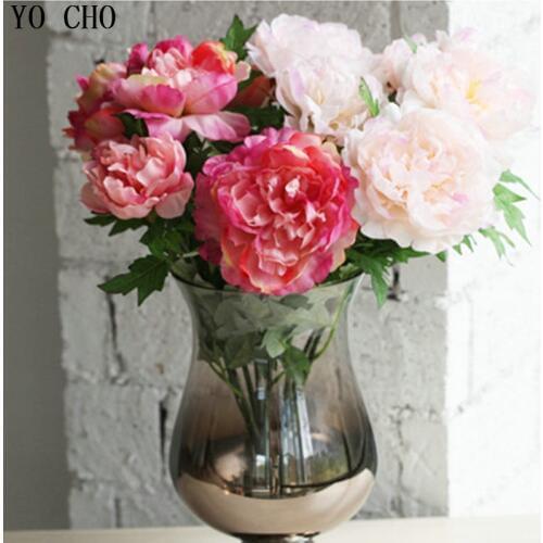 6 heads/bouquet artificial peony bouquet home decoration accessories real touch roses silk flower wedding decoration mariage