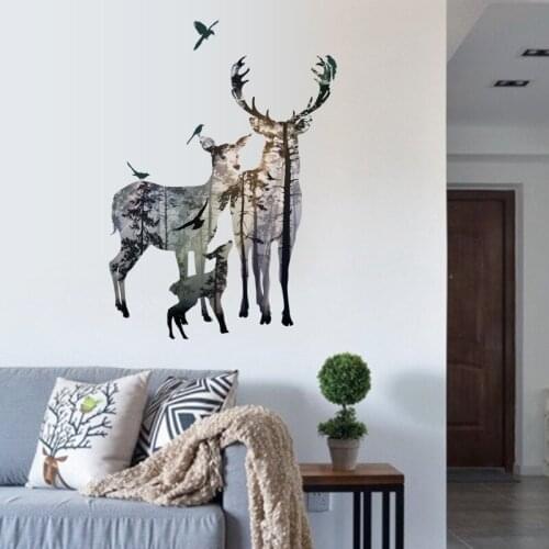 Creative Elk Wall Stickers Living Room Sofa Background Art Decals Bedroom Home Decoration Murals
