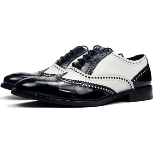 New Winter Genuine leather pointed toe Carved Retro Oxford shoes Brogue Shoes High Top handmade Formal Business men shoes