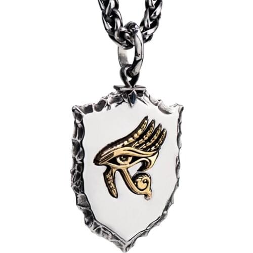Vintage Egyptian Eye of Horus Mens Necklace Shield Pendant Necklace Punk Jewelry Accessories