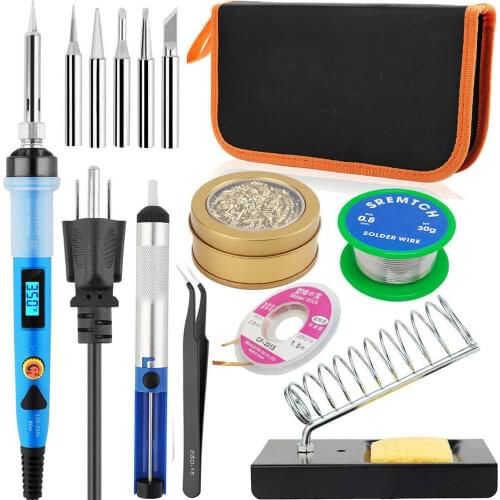 Soldering Iron Kit, 80W Digital LCD Solder Gun with ON/OFF Switch Adjustable Temperature Welding Tools for Electronics