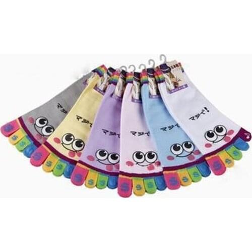 6 pairs of summer Korean creative cute cotton socks five-finger socks-fashion cartoon ladies socks with finger