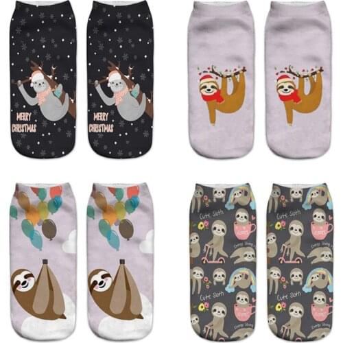 New 3D Print Women Socks Unisex Cat Meias Feminine Funny Low Animal tree lai Ankle Warm Dog Socks