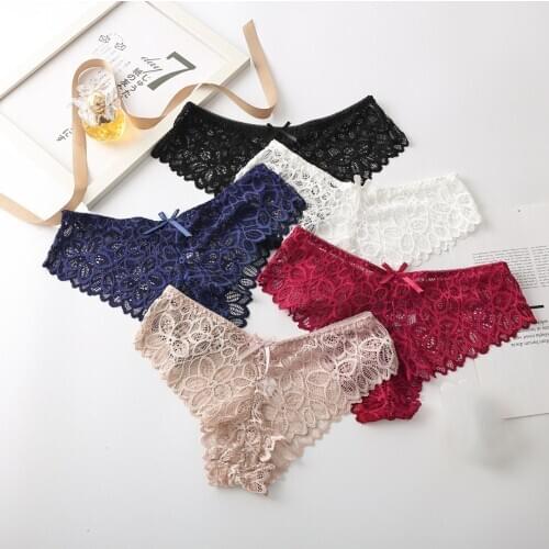 New Womens Underwear Lace Panties Femme Lingerie Sexy Solid Elastic Briefs Hollow Out Thin Tempting Mujer Plus Size Underpants