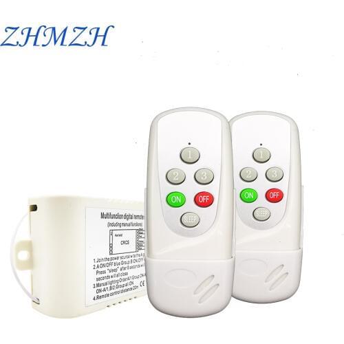 YTE 4 Ways Intelligent Dual Remote Single Way Port ON/OFF Digital Wireless Remote Control Switch 220V Controller for Light Lamp