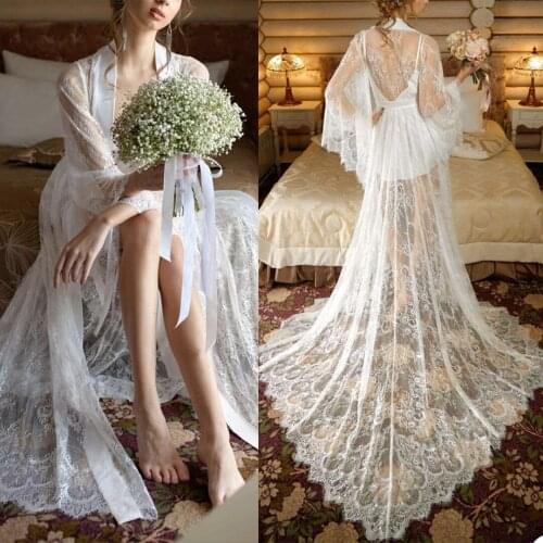 Sexy Custom Made Women Nightgown Floor Length Lace Pajamas Wedding Party Bridal Prom For Photography Dress