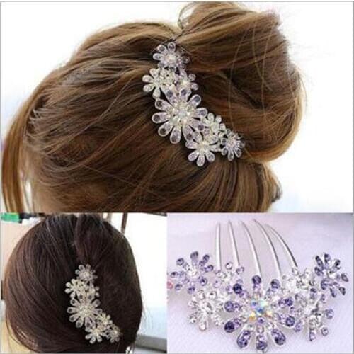 Hairpins for Girls Crystal Flower Hairpin Metal Hair Clips Comb Pin Bridal Bridesmaid Wedding Hairclips orquillas para el pelo