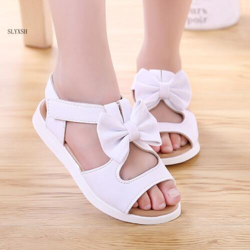 SLYXSH Kids Children girls Sandals Shoes Summer Fashion Bowknot Girls Flat Princess Shoes childrens girls shoes