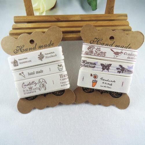 Mixed 15mm 20mm 100% Cotton Ribbon Natural Printed DIY Sewing Tapes Belt Wedding Craft Scrapbook Accessories Cotton Ribbons XM89