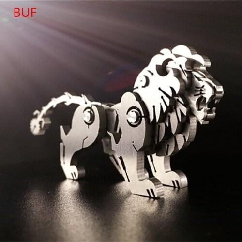 Modern Abstract Metal Lion Statue Ornaments Home Decoration Accessories Gift Geometric Metal Lion Sculpture