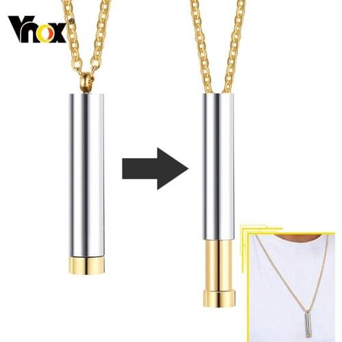 Vnox Stylish Slide Pendant for Men Women, Geometric Stainless Steel Tube Necklaces, Casual Trendy Minimalist Neck Collar