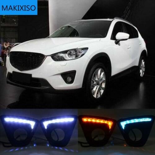 2PCS 12V led car drl daytime running lights with fog lamp hole for Mazda cx-5 cx5 cx 5 2012 2013 2014 2015 2016