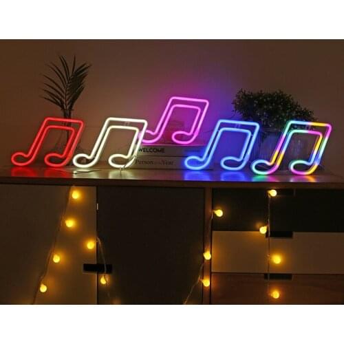 LED Neon Light Music Note Concert Wall Lamp USB Battery Power Art Sign for Room Home Party Wedding Decoration Birthday Gift