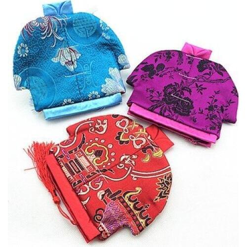 Unique Ethnic Jewelry Clothes Gift Bag Small Chinese Style Tassel Silk Brocade Coin Purse Trinket Bead Bracelet Storage Pouches